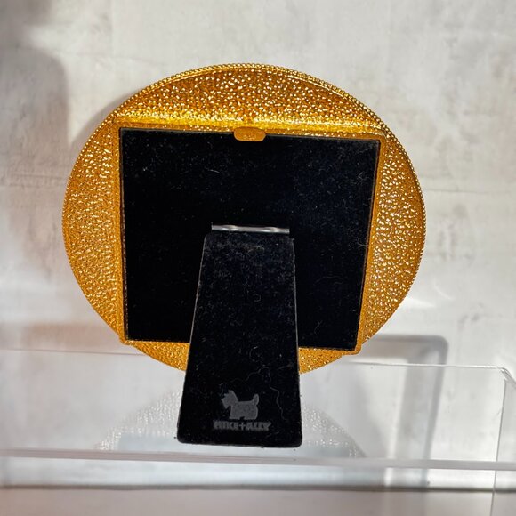 Mike + Ally N.Y.C. Round Picture Frame Gold Light Blue Beaded Elegant Chic - Picture 3 of 7